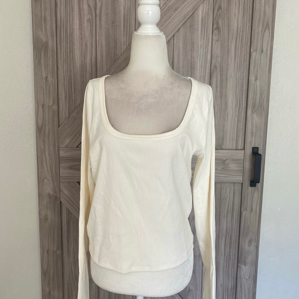 NWT Madewell square neck, long sleeve crop tee  extra-large